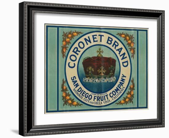 Coronet Lemon Label - Chula Vista, CA-Lantern Press-Framed Art Print