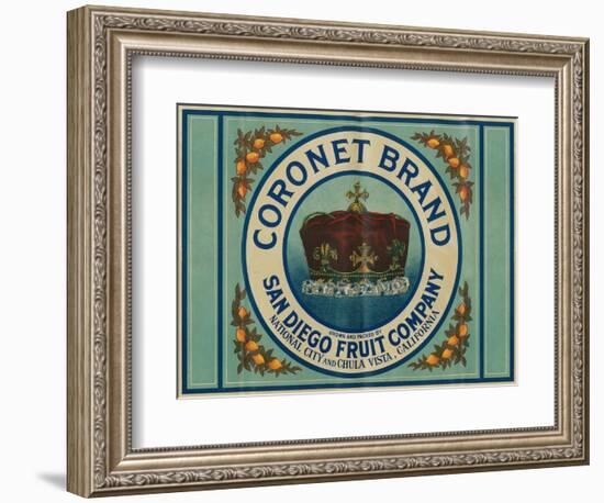 Coronet Lemon Label - Chula Vista, CA-Lantern Press-Framed Art Print