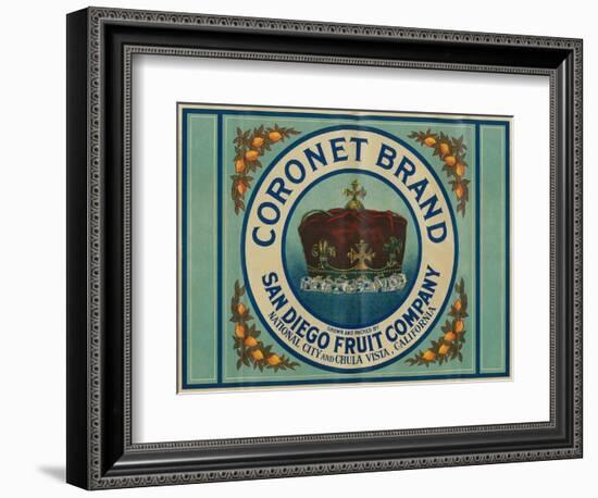 Coronet Lemon Label - Chula Vista, CA-Lantern Press-Framed Art Print