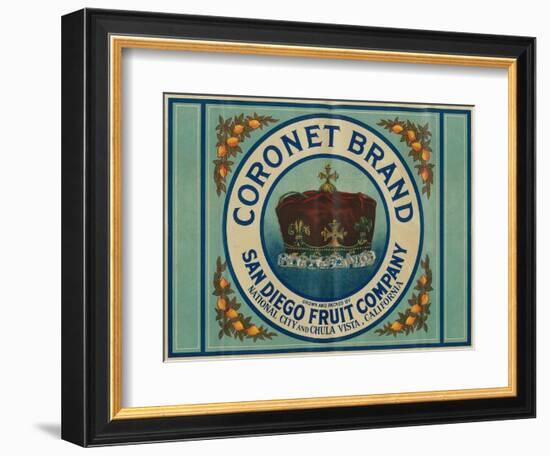 Coronet Lemon Label - Chula Vista, CA-Lantern Press-Framed Art Print