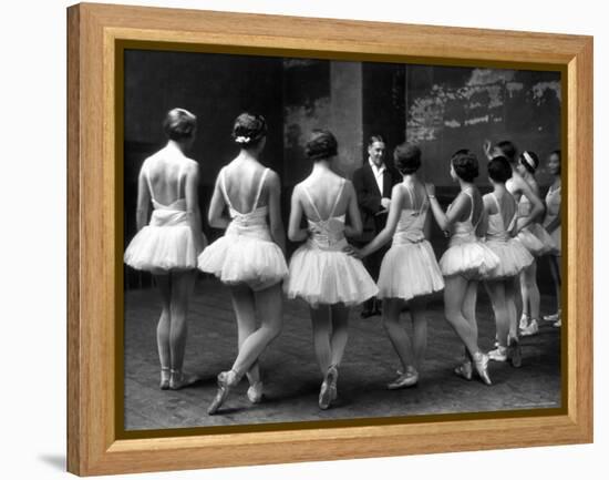 Corps de Ballet Listening to Ballet Master During Rehearsal of "Swan Lake" at Paris Opera-Alfred Eisenstaedt-Framed Premier Image Canvas