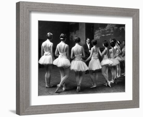 Corps de Ballet Listening to Ballet Master During Rehearsal of "Swan Lake" at Paris Opera-Alfred Eisenstaedt-Framed Photographic Print