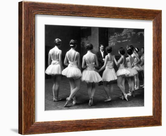 Corps de Ballet Listening to Ballet Master During Rehearsal of "Swan Lake" at Paris Opera-Alfred Eisenstaedt-Framed Photographic Print