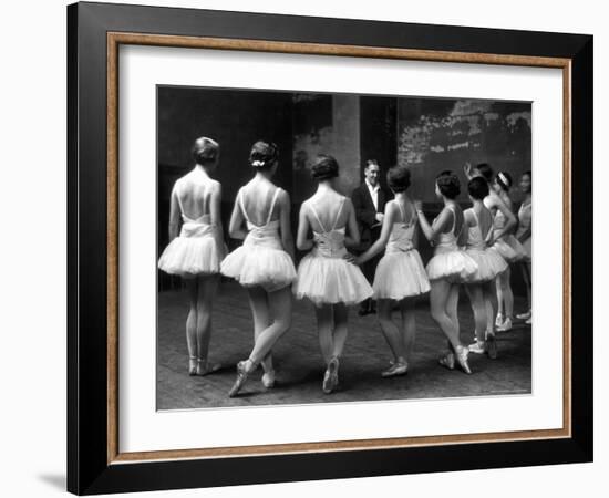 Corps de Ballet Listening to Ballet Master During Rehearsal of "Swan Lake" at Paris Opera-Alfred Eisenstaedt-Framed Photographic Print