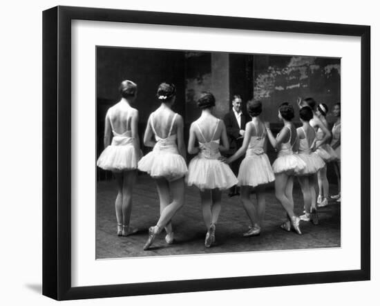 Corps de Ballet Listening to Ballet Master During Rehearsal of "Swan Lake" at Paris Opera-Alfred Eisenstaedt-Framed Photographic Print