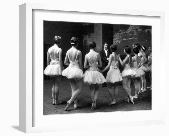 Corps de Ballet Listening to Ballet Master During Rehearsal of "Swan Lake" at Paris Opera-Alfred Eisenstaedt-Framed Photographic Print