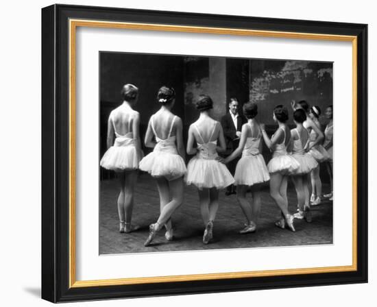 Corps de Ballet Listening to Ballet Master During Rehearsal of "Swan Lake" at Paris Opera-Alfred Eisenstaedt-Framed Photographic Print