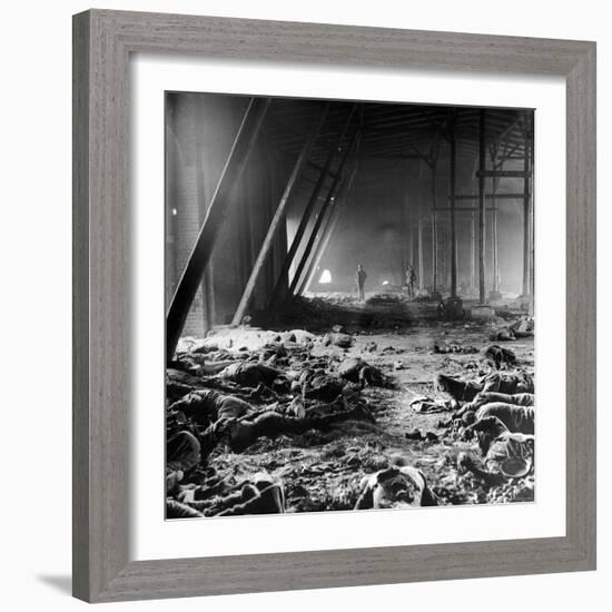 Corpses Litter Gardelegen Warehouse After SS Guards Burn Prisoners to Keep Them Out of Allied Hands-William Vandivert-Framed Photographic Print