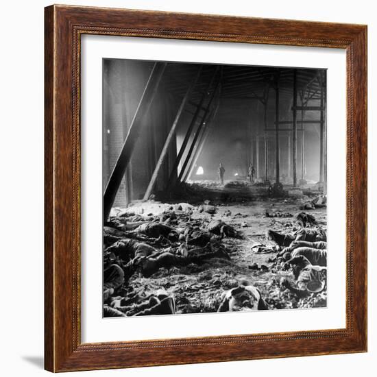 Corpses Litter Gardelegen Warehouse After SS Guards Burn Prisoners to Keep Them Out of Allied Hands-William Vandivert-Framed Photographic Print