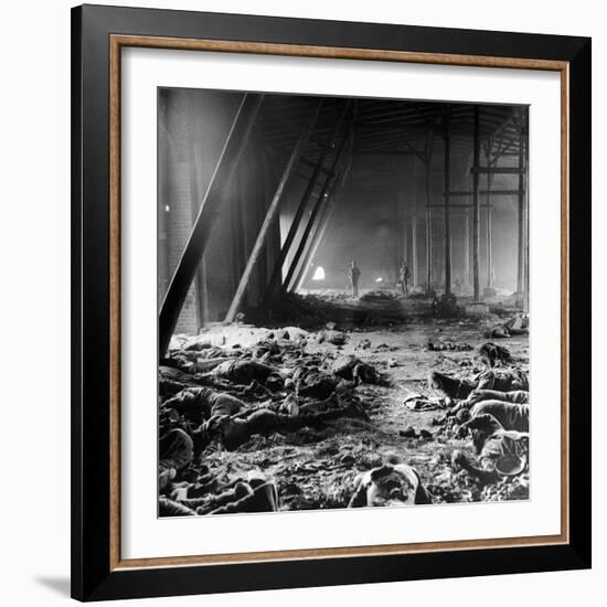 Corpses Litter Gardelegen Warehouse After SS Guards Burn Prisoners to Keep Them Out of Allied Hands-William Vandivert-Framed Photographic Print