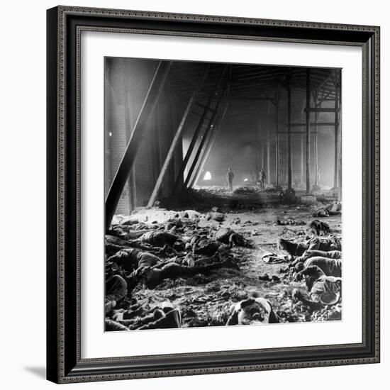 Corpses Litter Gardelegen Warehouse After SS Guards Burn Prisoners to Keep Them Out of Allied Hands-William Vandivert-Framed Photographic Print