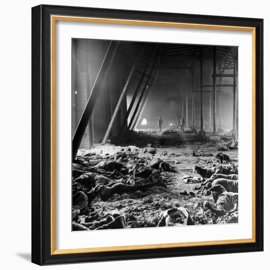 Corpses Litter Gardelegen Warehouse After SS Guards Burn Prisoners to Keep Them Out of Allied Hands-William Vandivert-Framed Photographic Print