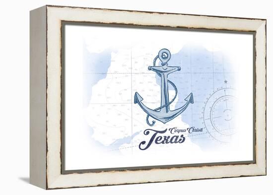 Corpus Christi, Texas - Anchor - Blue - Coastal Icon-Lantern Press-Framed Stretched Canvas