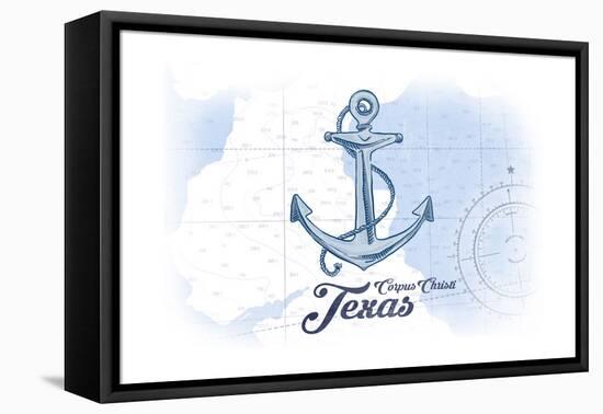 Corpus Christi, Texas - Anchor - Blue - Coastal Icon-Lantern Press-Framed Stretched Canvas