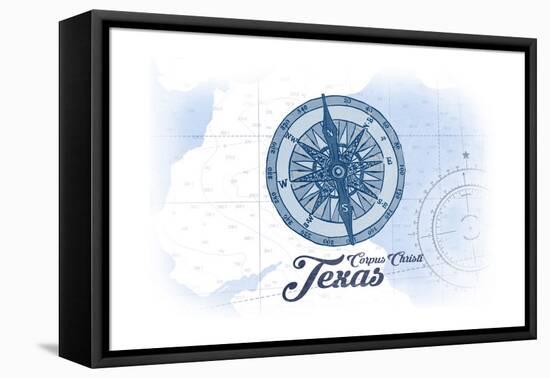 Corpus Christi, Texas - Compass - Blue - Coastal Icon-Lantern Press-Framed Stretched Canvas
