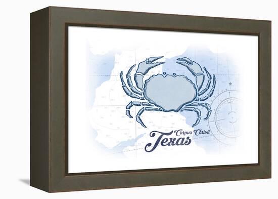 Corpus Christi, Texas - Crab - Blue - Coastal Icon-Lantern Press-Framed Stretched Canvas