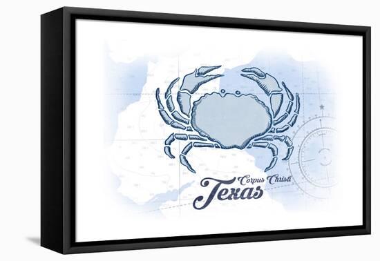 Corpus Christi, Texas - Crab - Blue - Coastal Icon-Lantern Press-Framed Stretched Canvas