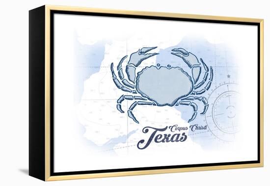 Corpus Christi, Texas - Crab - Blue - Coastal Icon-Lantern Press-Framed Stretched Canvas