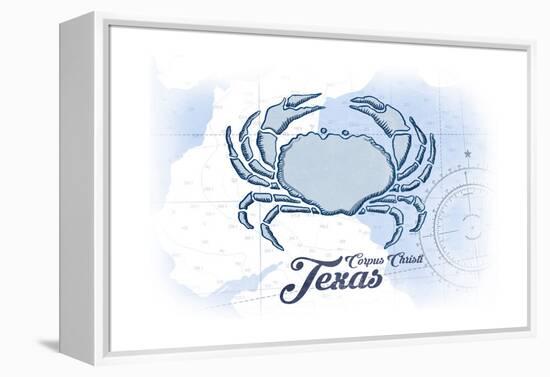 Corpus Christi, Texas - Crab - Blue - Coastal Icon-Lantern Press-Framed Stretched Canvas