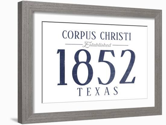 Corpus Christi, Texas - Established Date (Blue)-Lantern Press-Framed Art Print