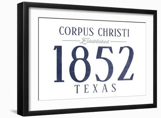 Corpus Christi, Texas - Established Date (Blue)-Lantern Press-Framed Art Print