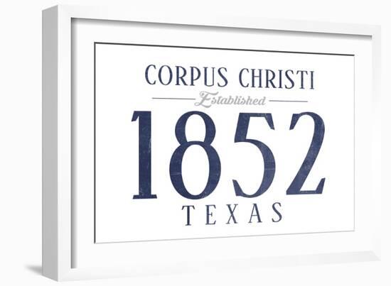 Corpus Christi, Texas - Established Date (Blue)-Lantern Press-Framed Art Print