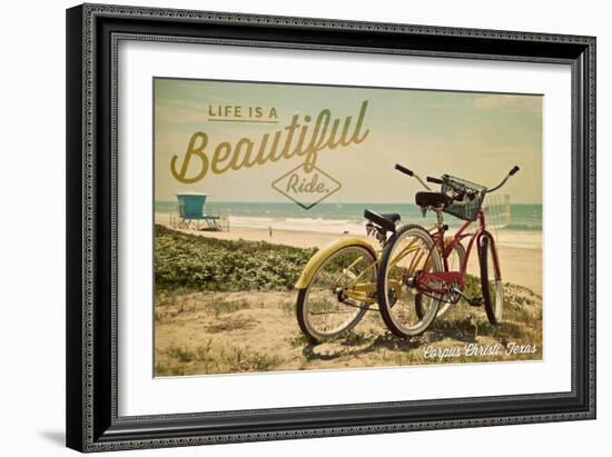 Corpus Christi, Texas - Life is a Beautiful Ride - Beach Cruisers-Lantern Press-Framed Art Print