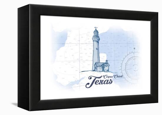 Corpus Christi, Texas - Lighthouse - Blue - Coastal Icon-Lantern Press-Framed Stretched Canvas