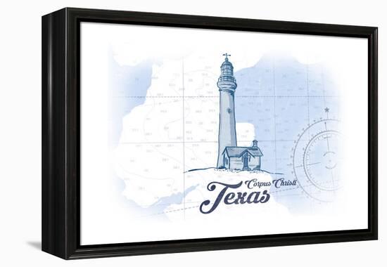 Corpus Christi, Texas - Lighthouse - Blue - Coastal Icon-Lantern Press-Framed Stretched Canvas