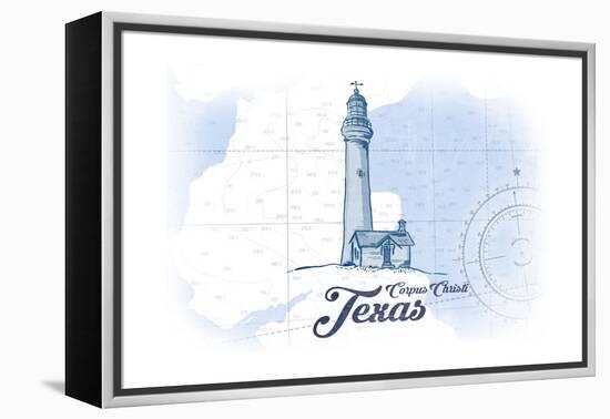 Corpus Christi, Texas - Lighthouse - Blue - Coastal Icon-Lantern Press-Framed Stretched Canvas