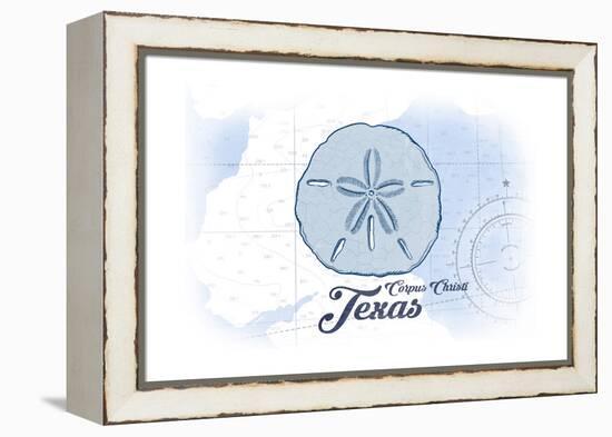 Corpus Christi, Texas - Sand Dollar - Blue - Coastal Icon-Lantern Press-Framed Stretched Canvas