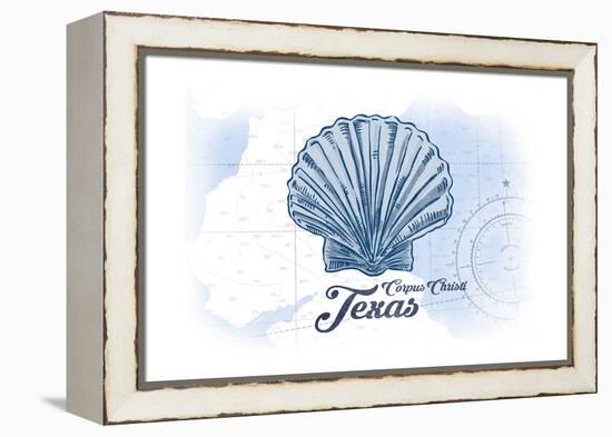 Corpus Christi, Texas - Scallop Shell - Blue - Coastal Icon-Lantern Press-Framed Stretched Canvas