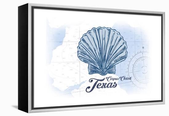 Corpus Christi, Texas - Scallop Shell - Blue - Coastal Icon-Lantern Press-Framed Stretched Canvas