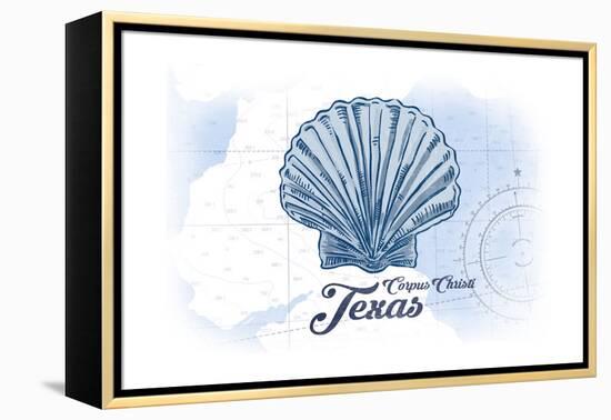 Corpus Christi, Texas - Scallop Shell - Blue - Coastal Icon-Lantern Press-Framed Stretched Canvas