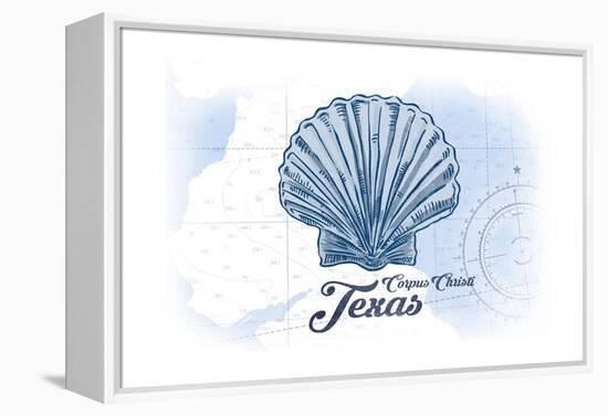 Corpus Christi, Texas - Scallop Shell - Blue - Coastal Icon-Lantern Press-Framed Stretched Canvas