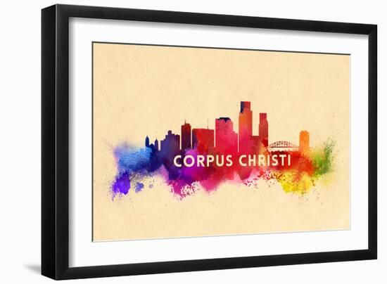 Corpus Christi, Texas - Skyline Abstract-Lantern Press-Framed Art Print