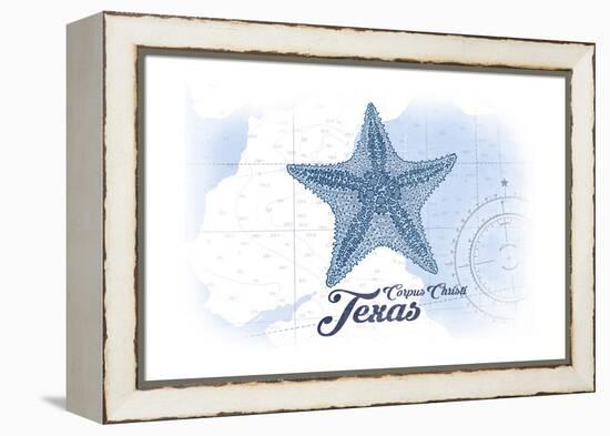 Corpus Christi, Texas - Starfish - Blue - Coastal Icon-Lantern Press-Framed Stretched Canvas