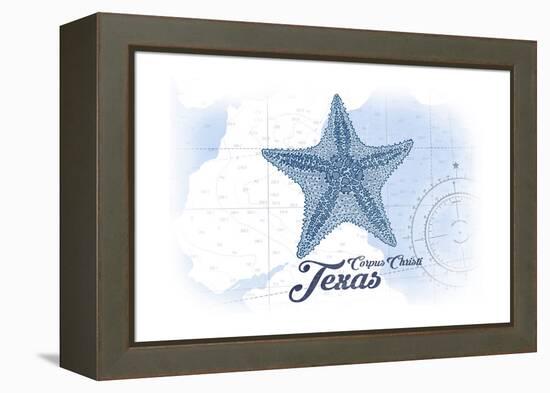 Corpus Christi, Texas - Starfish - Blue - Coastal Icon-Lantern Press-Framed Stretched Canvas