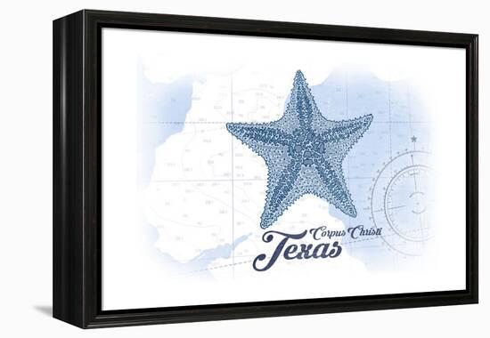 Corpus Christi, Texas - Starfish - Blue - Coastal Icon-Lantern Press-Framed Stretched Canvas