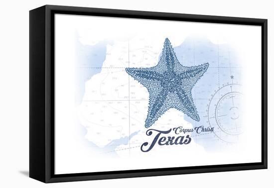 Corpus Christi, Texas - Starfish - Blue - Coastal Icon-Lantern Press-Framed Stretched Canvas