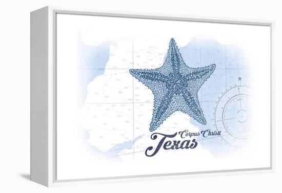 Corpus Christi, Texas - Starfish - Blue - Coastal Icon-Lantern Press-Framed Stretched Canvas