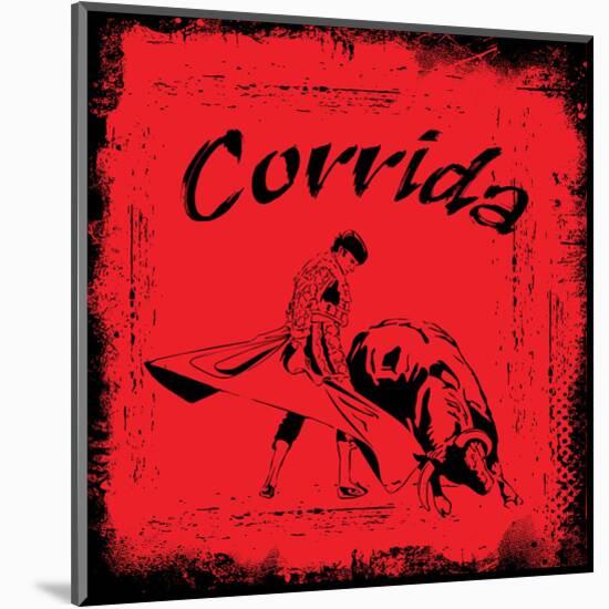 Corrida - Red Bullfight Sign-null-Mounted Art Print