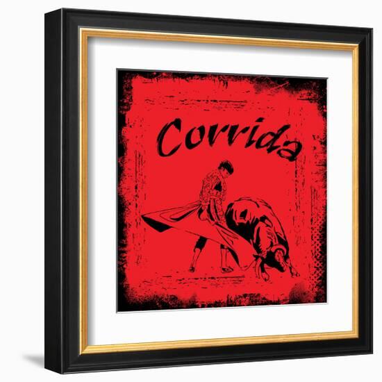 Corrida - Red Bullfight Sign-null-Framed Art Print