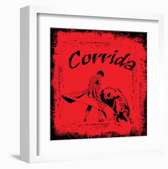 Corrida - Red Bullfight Sign-null-Framed Art Print