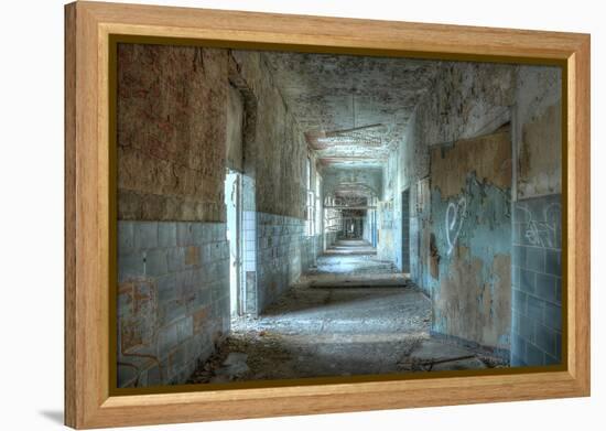 Corridor in an Abandoned Hospital in Beelitz-Stefan Schierle-Framed Premier Image Canvas