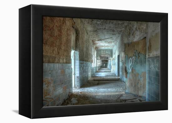 Corridor in an Abandoned Hospital in Beelitz-Stefan Schierle-Framed Premier Image Canvas