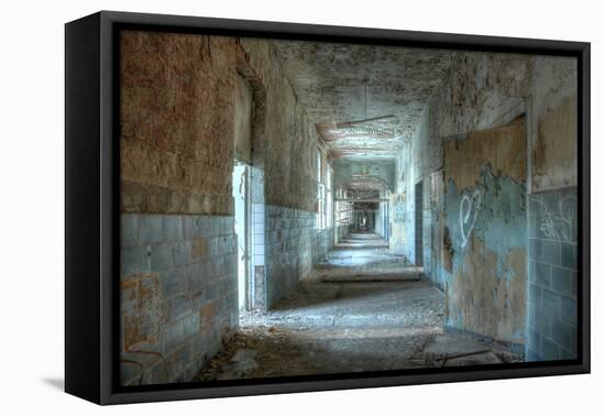 Corridor in an Abandoned Hospital in Beelitz-Stefan Schierle-Framed Premier Image Canvas