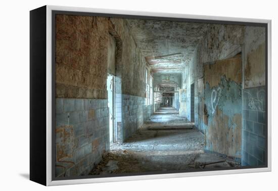 Corridor in an Abandoned Hospital in Beelitz-Stefan Schierle-Framed Premier Image Canvas