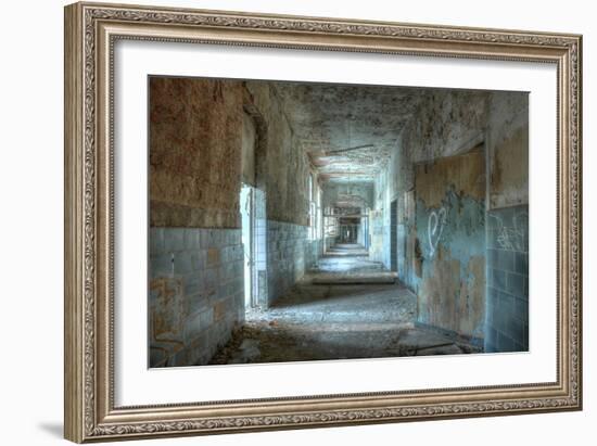 Corridor in an Abandoned Hospital in Beelitz-Stefan Schierle-Framed Photographic Print