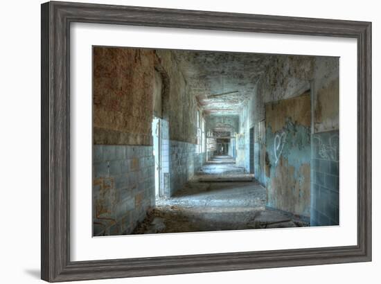 Corridor in an Abandoned Hospital in Beelitz-Stefan Schierle-Framed Photographic Print